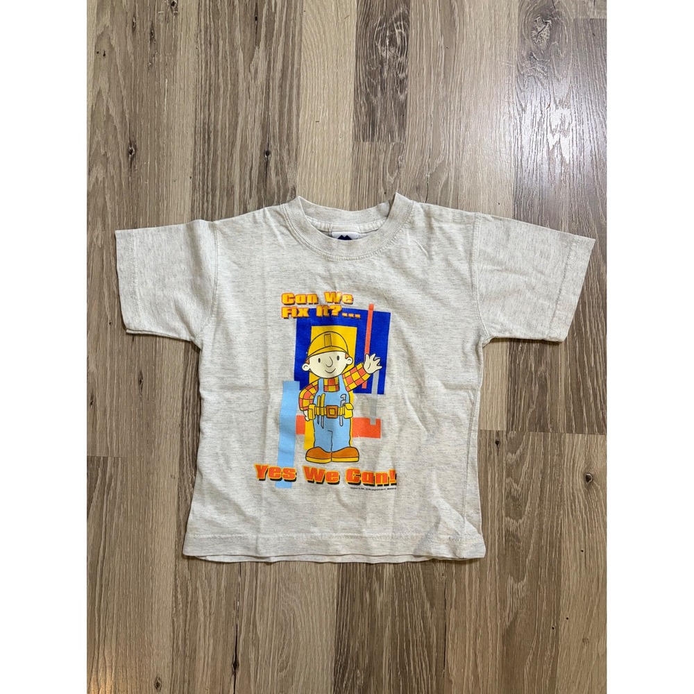 Vintage 2002 Bob the Builder Gray Graphic T-Shirt Kids 5T Can We Fix It‎ Y2K